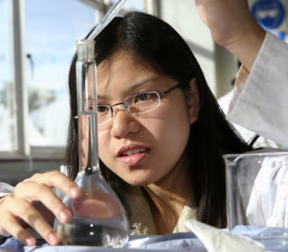 student in chemistry lab