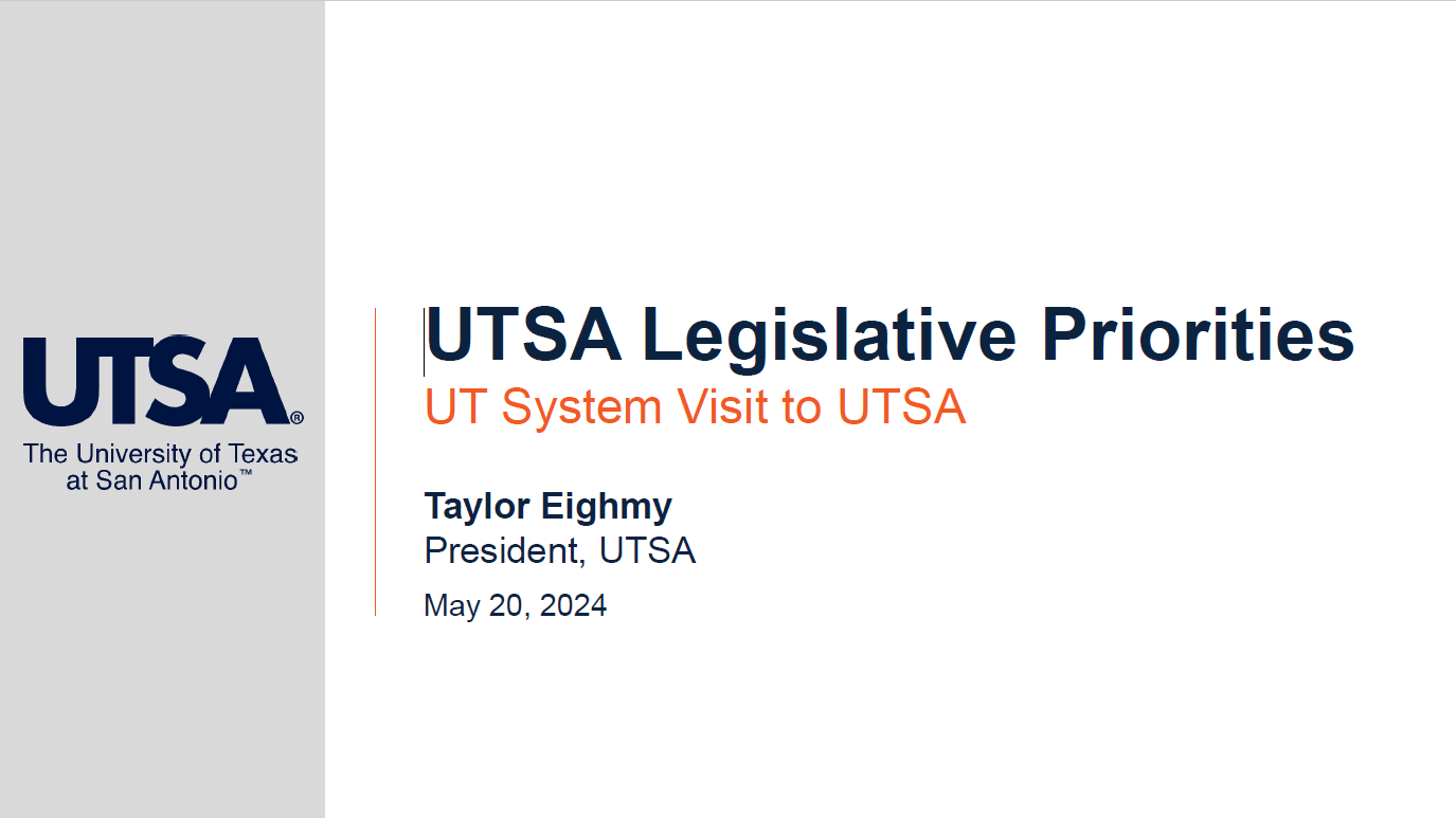 Presentation: UTSA Legislative Priorities