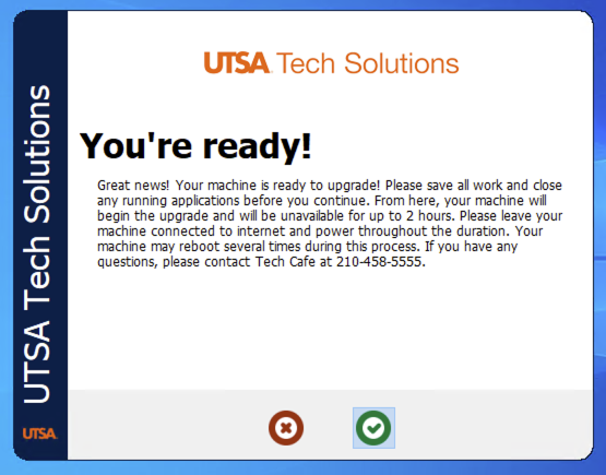 display screen showing you're ready
